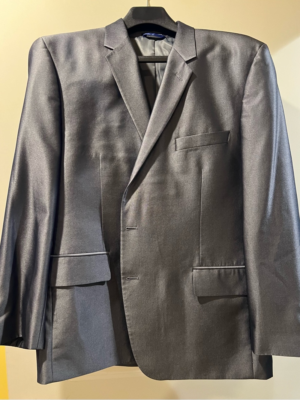 ALFANI Men's Black Satin Blazer - Classic Single-Breasted Suit Jacket